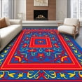 thumbnail image 1 of ODIKA 2'x3' Machine Washable Non-Slip Area Rug, Enchanted Petal Dance with Artistic Accents High Traffic Rug, Blue, 646490, 1 of 7