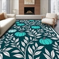 thumbnail image 1 of ODIKA 2'x3' Machine Washable Non-Slip Area Rug, Enchanted Squash Leaf Blend Holiday Celebration Floor Covering High Traffic Rug, Blue, 601522, 1 of 7