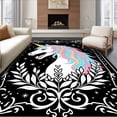 thumbnail image 1 of ODIKA 2'x3' Machine Washable Non-Slip Area Rug, Enchanted Unicorn Forest Embroidery Hook Kit with Magical Moonbeam Motifs High Traffic Rug with Pad, Black, 744971, 1 of 8