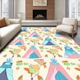 thumbnail image 1 of ODIKA 2'x3' Machine Washable Non-Slip Area Rug, Enchanted Wigwam Wonderland Playmat Magical Forest Dwelling High Traffic Rug with Pad, Pink, 683184, 1 of 8