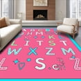 thumbnail image 1 of ODIKA 2'x3' Machine Washable Non-Slip Area Rug, Enchanting Preschool Language Foundation With Dynamic Letter Designs High Traffic Rug with Pad, Pink, 686755, 1 of 8