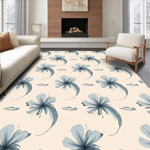 ODIKA 2'x3' Machine Washable Non-Slip Area Rug, Ethereal Cloudburst Floor Design High Traffic Rug, Beige, 359392