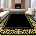 thumbnail image 1 of ODIKA 2'x3' Machine Washable Non-Slip Area Rug, Exquisite Ornamental Baroque Inspired Palatial Artwork High Traffic Rug, Black, 583253, 1 of 7