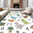 thumbnail image 1 of ODIKA 2'x3' Machine Washable Non-Slip Area Rug, Extinct Beasts Lettered Surface Decoration With Wildlife Illustrations High Traffic Rug, Green, 698006, 1 of 7