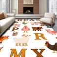 thumbnail image 1 of ODIKA 2'x3' Machine Washable Non-Slip Area Rug, Farm Barnyard Animal Alphabet Discovery with Country Characters High Traffic Rug with Pad, Brown, 685414, 1 of 8