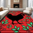 thumbnail image 1 of ODIKA 2'x3' Machine Washable Non-Slip Area Rug, Farmhouse Chicken with Vintage Plaid and Holly Accents High Traffic Rug, Red, 731781, 1 of 7