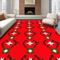 thumbnail image 1 of ODIKA 2'x3' Machine Washable Non-Slip Area Rug, Festive Argyle Patchwork with Stylized Starbursts and Holly Details High Traffic Rug with Pad, Red, 504063, 1 of 8