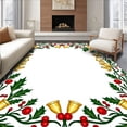 thumbnail image 1 of ODIKA 2'x3' Machine Washable Non-Slip Area Rug, Festive Bell Motif with Holly Leaf Accents Holiday High Traffic Rug with Pad, Green, 612512, 1 of 8