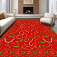 thumbnail image 1 of ODIKA 2'x3' Machine Washable Non-Slip Area Rug, Festive Cane Swirl Interlocking Motif Christmas Embroidery High Traffic Rug, Red, 647853, 1 of 7