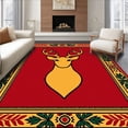 thumbnail image 1 of ODIKA 2'x3' Machine Washable Non-Slip Area Rug, Festive Elk Holiday Welcome Entrance Joyful Seasonal Greeting High Traffic Rug with Pad, Red, 609363, 1 of 8