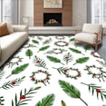 thumbnail image 1 of ODIKA 2'x3' Machine Washable Non-Slip Area Rug, Festive Evergreen Branch Tree Skirt with Holly Berry Accents High Traffic Rug with Pad, Green, 624258, 1 of 8