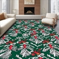 thumbnail image 1 of ODIKA 2'x3' Machine Washable Non-Slip Area Rug, Festive Evergreen Snowscape Holiday Yuletide Entrance High Traffic Rug with Pad, Green, 621281, 1 of 8
