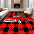 thumbnail image 1 of ODIKA 2'x3' Machine Washable Non-Slip Area Rug, Festive Holiday Buffalo Plaid Farmhouse Truck Decorative High Traffic Rug, Red, 651772, 1 of 7