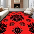 thumbnail image 1 of ODIKA 2'x3' Machine Washable Non-Slip Area Rug, Festive Holiday Snowflake Treasure With Elegant Swirl High Traffic Rug, Red, 605872, 1 of 7