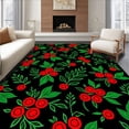 thumbnail image 1 of ODIKA 2'x3' Machine Washable Non-Slip Area Rug, Festive Holly Berry Needle Kit with Traditional Holiday Motifs High Traffic Rug with Pad, Red, 643250, 1 of 8