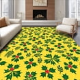 thumbnail image 1 of ODIKA 2'x3' Machine Washable Non-Slip Area Rug, Festive Holly Leaf Christmas Tree with Traditional Holiday Motifs High Traffic Rug, Yellow, 621659, 1 of 7