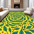 thumbnail image 1 of ODIKA 2'x3' Machine Washable Non-Slip Area Rug, Festive Holly Leaf Spiral Mosaic Design Foam High Traffic Rug with Pad, Yellow, 503357, 1 of 8