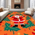 thumbnail image 1 of ODIKA 2'x3' Machine Washable Non-Slip Area Rug, Festive Holly Wreath Anti Slip Bath with Jolly Santa Claus Design High Traffic Rug, Orange, 626580, 1 of 7