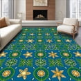 thumbnail image 1 of ODIKA 2'x3' Machine Washable Non-Slip Area Rug, Festive Mosaic with Twinkling Jewel Accents High Traffic Rug with Pad, Blue, 624362, 1 of 8