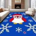 thumbnail image 1 of ODIKA 2'x3' Machine Washable Non-Slip Area Rug, Festive Owl Motif with Santa Hat Punch Needle Snowflake Accents High Traffic Rug with Pad, Blue, 730700, 1 of 8