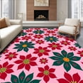 thumbnail image 1 of ODIKA 2'x3' Machine Washable Non-Slip Area Rug, Festive Poinsettia Bloom Design Boho Style Decorative Floor Covering High Traffic Rug, Pink, 506837, 1 of 7