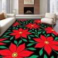 thumbnail image 1 of ODIKA 2'x3' Machine Washable Non-Slip Area Rug, Festive Poinsettia Latch Hook Pillow Kit with Yarn Needlework DIY High Traffic Rug with Pad, Red, 743857, 1 of 8