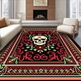 thumbnail image 1 of ODIKA 2'x3' Machine Washable Non-Slip Area Rug, Festive Skull Latch Hook Pillow Project High Traffic Rug, Black, 641622, 1 of 7