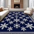 thumbnail image 1 of ODIKA 2'x3' Machine Washable Non-Slip Area Rug, Festive Snowflake Anti Slip Holiday Floor with Intricate Design High Traffic Rug, Blue, 622741, 1 of 7