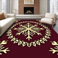 thumbnail image 1 of ODIKA 2'x3' Machine Washable Non-Slip Area Rug, Festive Snowflake Burst With Swirling Accents High Traffic Rug, Red, 624830, 1 of 7
