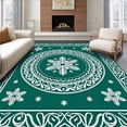 thumbnail image 1 of ODIKA 2'x3' Machine Washable Non-Slip Area Rug, Festive Snowflake Medallion Holiday Decorative High Traffic Rug, Green, 501174, 1 of 7