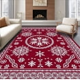 thumbnail image 1 of ODIKA 2'x3' Machine Washable Non-Slip Area Rug, Festive Snowflake Medallion with Intricate Crystal Motifs High Traffic Rug, Red, 501491, 1 of 7