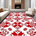 thumbnail image 1 of ODIKA 2'x3' Machine Washable Non-Slip Area Rug, Festive Snowflake Medley with Whimsical Winter Elks High Traffic Rug, Red, 741791, 1 of 7