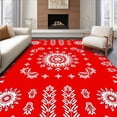 thumbnail image 1 of ODIKA 2'x3' Machine Washable Non-Slip Area Rug, Festive Snowflake with Intricate Winter Crystal Design High Traffic Rug with Pad, Red, 611368, 1 of 8