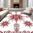 thumbnail image 1 of ODIKA 2'x3' Machine Washable Non-Slip Area Rug, Festive Starburst Motif with Interlaced Snowflake Embellishments High Traffic Rug, Red, 507730, 1 of 7