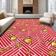 thumbnail image 1 of ODIKA 2'x3' Machine Washable Non-Slip Area Rug, Festive Striped Holiday Motif with Cheerful Bells and Snowflakes High Traffic Rug with Pad, Red, 638555, 1 of 8