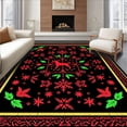 thumbnail image 1 of ODIKA 2'x3' Machine Washable Non-Slip Area Rug, Festive Terrier Portrait Latch Hook Kit With Intricate Holiday Motifs High Traffic Rug, Black, 742481, 1 of 7