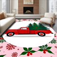 thumbnail image 1 of ODIKA 2'x3' Machine Washable Non-Slip Area Rug, Festive Truck Holiday Floor Vintage Winter Celebration High Traffic Rug, Pink, 739426, 1 of 7