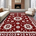 thumbnail image 1 of ODIKA 2'x3' Machine Washable Non-Slip Area Rug, Festive Yuletide Interlocking Nordic Snowflake Holiday Pathway High Traffic Rug, Red, 506129, 1 of 7