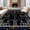 thumbnail image 1 of ODIKA 2'x3' Machine Washable Non-Slip Area Rug, Field Gridiron Trophy Stadium Celebration High Traffic Rug with Pad, Black, 678055, 1 of 8