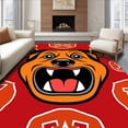 thumbnail image 1 of ODIKA 2'x3' Machine Washable Non-Slip Area Rug, Fierce Canine Portrait Accent With Vibrant Team Symbol Motif High Traffic Rug, Red, 669374, 1 of 7