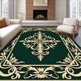 thumbnail image 1 of ODIKA 2'x3' Machine Washable Non-Slip Area Rug, Floral Damask Textile with Baroque Inspired Brocade Styling High Traffic Rug, Green, 672025, 1 of 7
