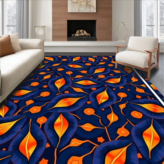 ODIKA 2x3 Machine Washable Non-Slip Area Rug, Fragmented Mosaic Prismatic Jewel Toned Luxury Statement High Traffic Rug, Blue, 664536