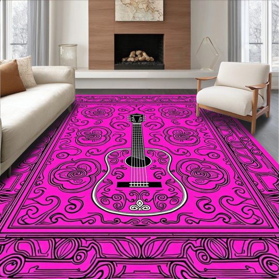 ODIKA 2x3 Machine Washable Non-Slip Area Rug, Fretboard Looped Knot Artistic Tapestry Creation High Traffic Rug, Pink, 646762