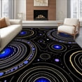 thumbnail image 1 of ODIKA 2'x3' Machine Washable Non-Slip Area Rug, Galactic Map Design with Orbiting Satellite Motifs and Effects High Traffic Rug, Black, 634256, 1 of 7