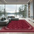 thumbnail image 1 of ODIKA 2'x3' Machine Washable Non-Slip Area Rug, Geometric Burgundy High Traffic Rug with Pad, Red, 1029059, 1 of 8