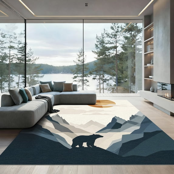 ODIKA 2'x3' Machine Washable Non-Slip Area Rug, Geometric Gray High Traffic Rug, Gray, 1052273