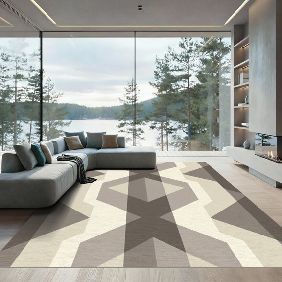 ODIKA 2x3 Machine Washable Non-Slip Area Rug, Geometric Gray High Traffic Rug, Gray, 1067408