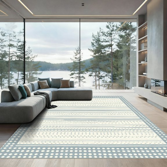 ODIKA 2x3 Machine Washable Non-Slip Area Rug, Geometric Light Gray High Traffic Rug, Gray, 1088910