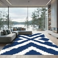 thumbnail image 1 of ODIKA 2x3 Machine Washable Non-Slip Area Rug, Geometric Navy Blue High Traffic Rug with Pad, Blue, 1051225, 1 of 8
