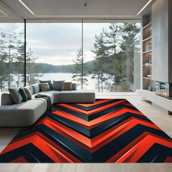 ODIKA 2x3 Machine Washable Non-Slip Area Rug, Geometric Red High Traffic Rug, Red, 982255